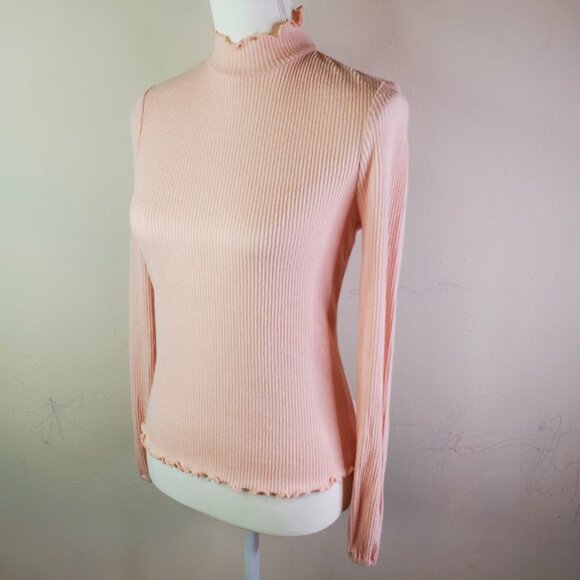 American Rag Juniors Blush Ribbed Mock Neck Top S - Picture 3 of 9
